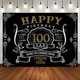 Aperturee - Vintage Gold Black Perfection 100th Birthday Backdrop